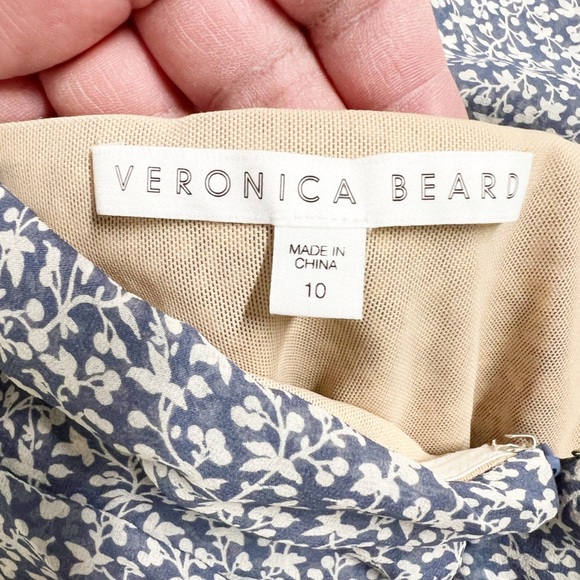 Veronica Beard Womens Blue Floral Strapless Ruffle Ruched Front Silk Dress - Picture 6 of 8